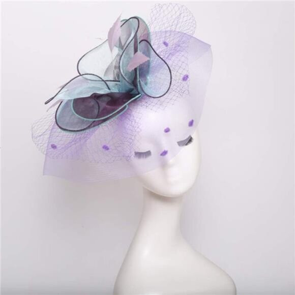 Women Organza Hat, Fascinator Hat Purple main image 3
